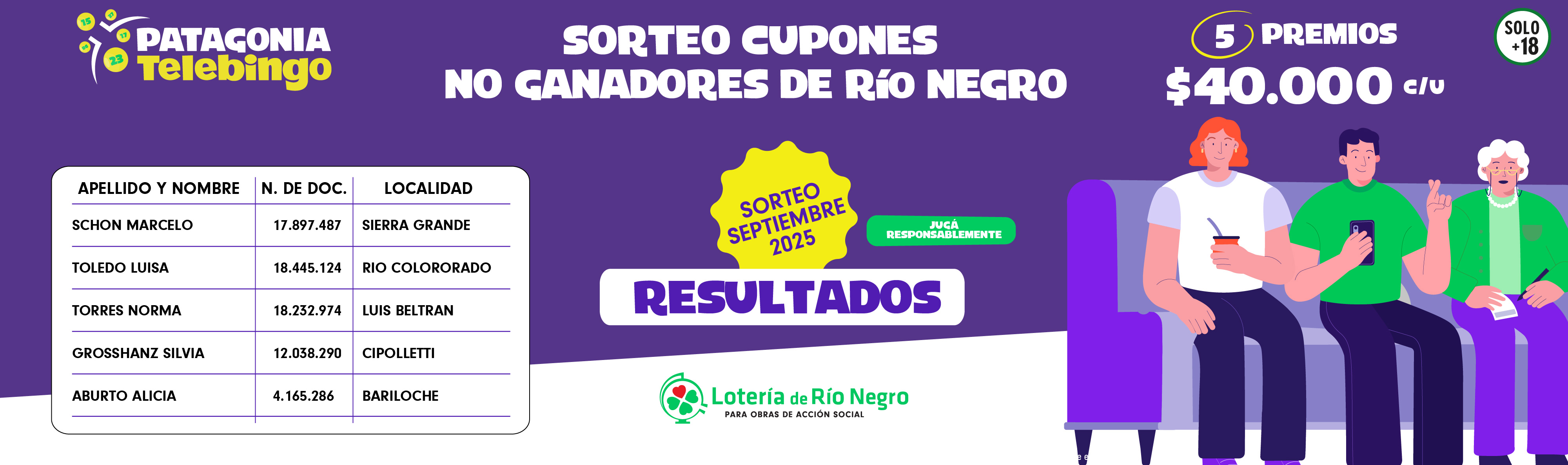 no ganadores ptb septiembre